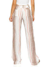 STRIPE LINEN WIDE LEG PANTS
