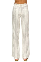PINSTRIPE LINEN WIDE LEG PANTS