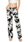PALM PRINT 32 INCH LINEN PANTS