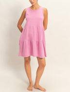 CREWNECK TIERED MINI DRESS