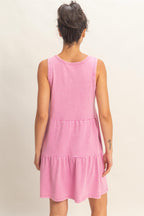 CREWNECK TIERED MINI DRESS
