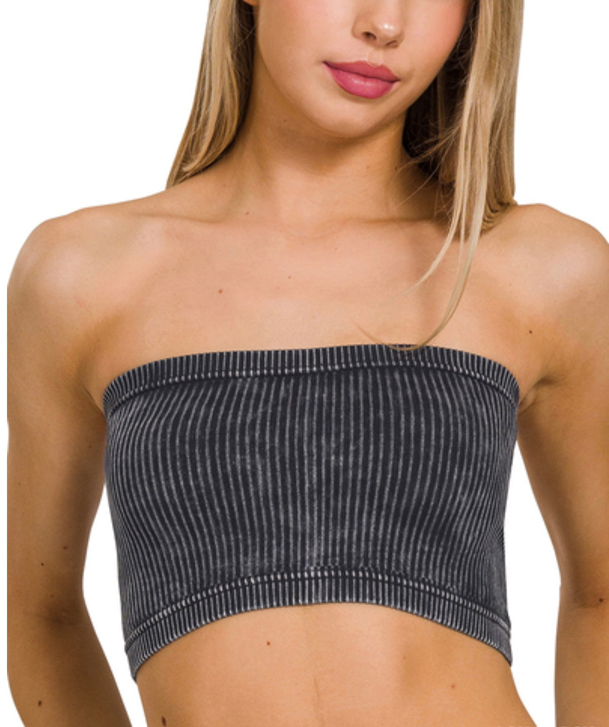 WASHED RIBBED SEAMLESS TUBE TOP