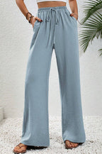 WIDE LEG PANTS W/POCKETS LIGHT BLUE