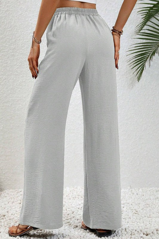 WIDE LEG PANTS W/POCKETS LIGHT GREY