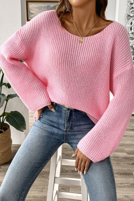 RELAXED FIT KNIT SWEATER PINK