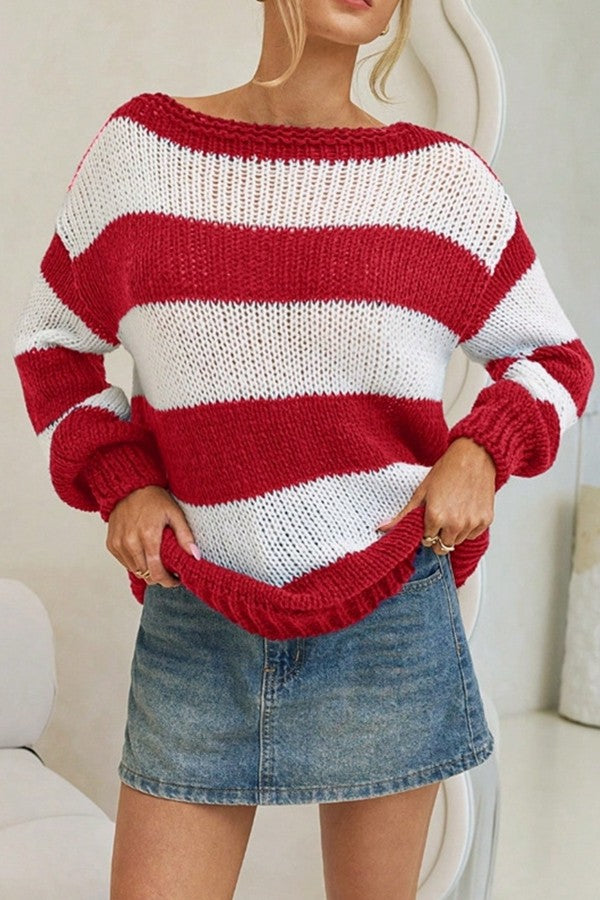 Stripes Loose Fit Knit Sweater