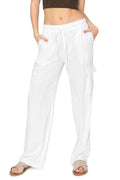 LINEN PULL ON CARGO PANTS WHITE