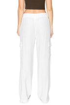 LINEN PULL ON CARGO PANTS WHITE
