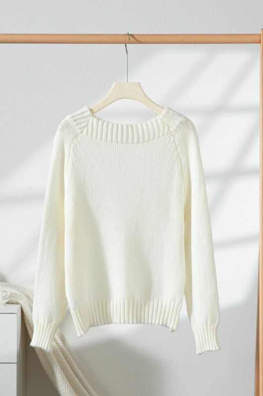 BOAT-NECK KNIT SWEATER
