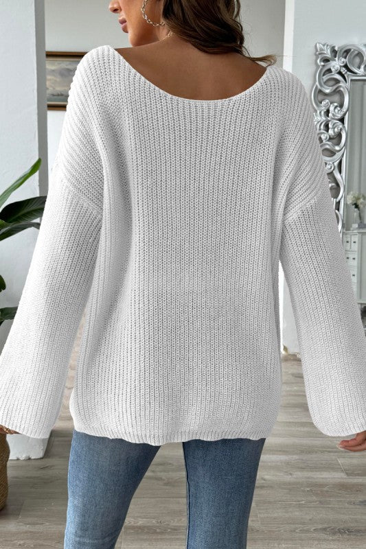 RELAXED FIT KNIT SWEATER WHITE