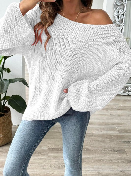 RELAXED FIT KNIT SWEATER WHITE
