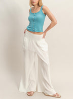 BUTTON FRONT RIBBED TANK