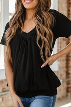 V-NECK PLEATED SHIRT