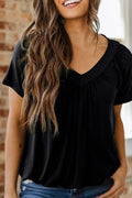V-NECK PLEATED SHIRT