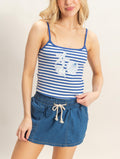 STRIPED PATCH EMBROIDERED TANK