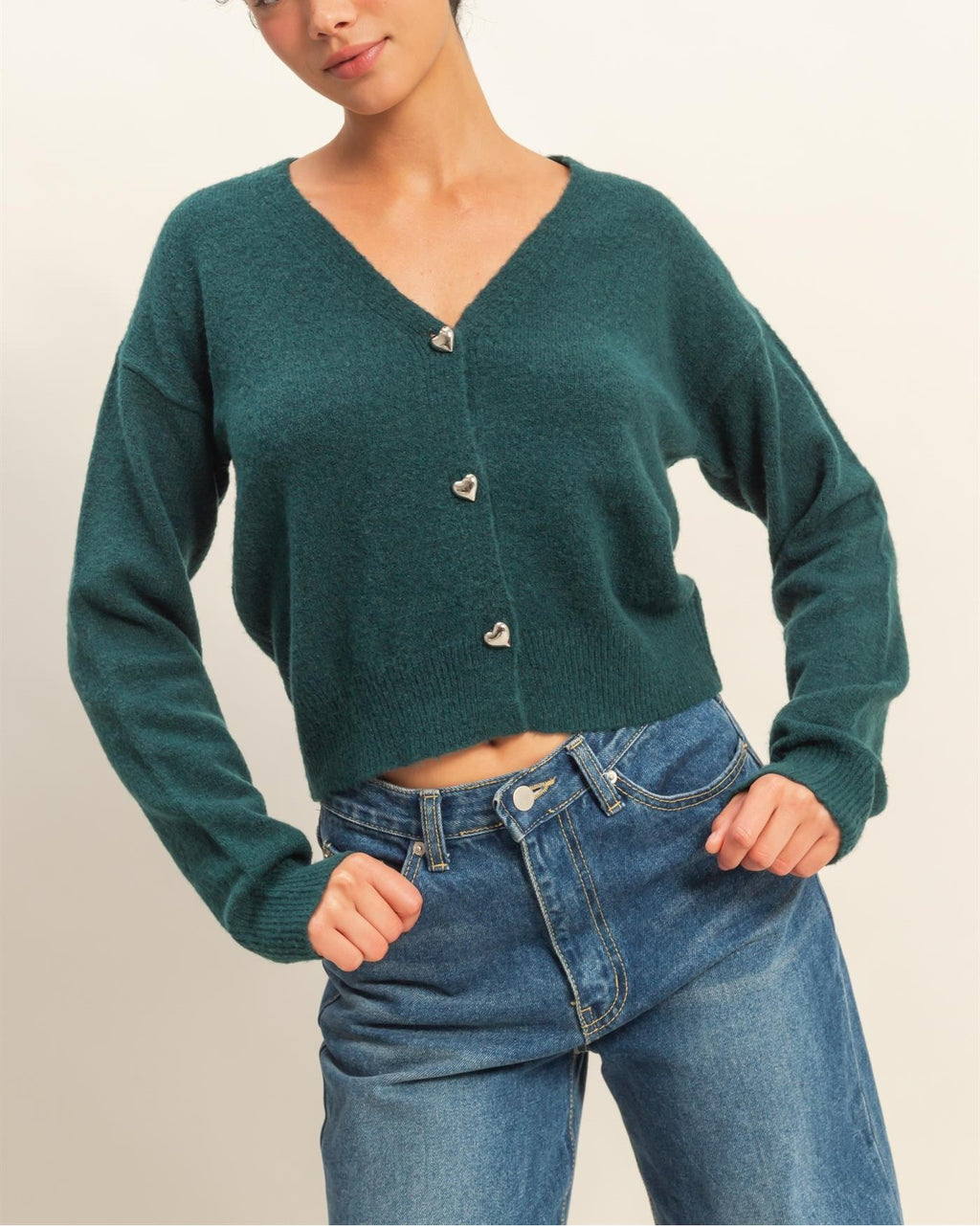 Heart Button Cardigan Sweater