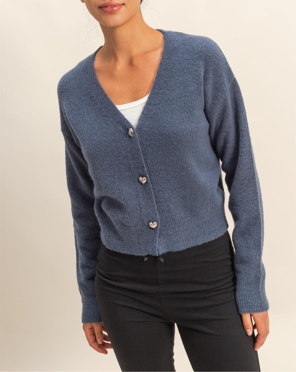 Heart Button Cardigan Sweater