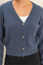 Heart Button Cardigan Sweater