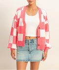 Checkered Cardigan Sweater