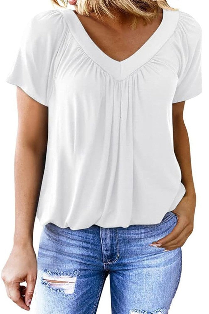 V-NECK PLEATED SHIRT