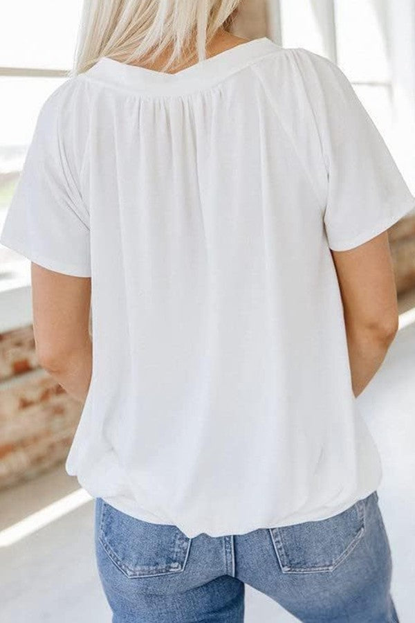 V-NECK PLEATED SHIRT